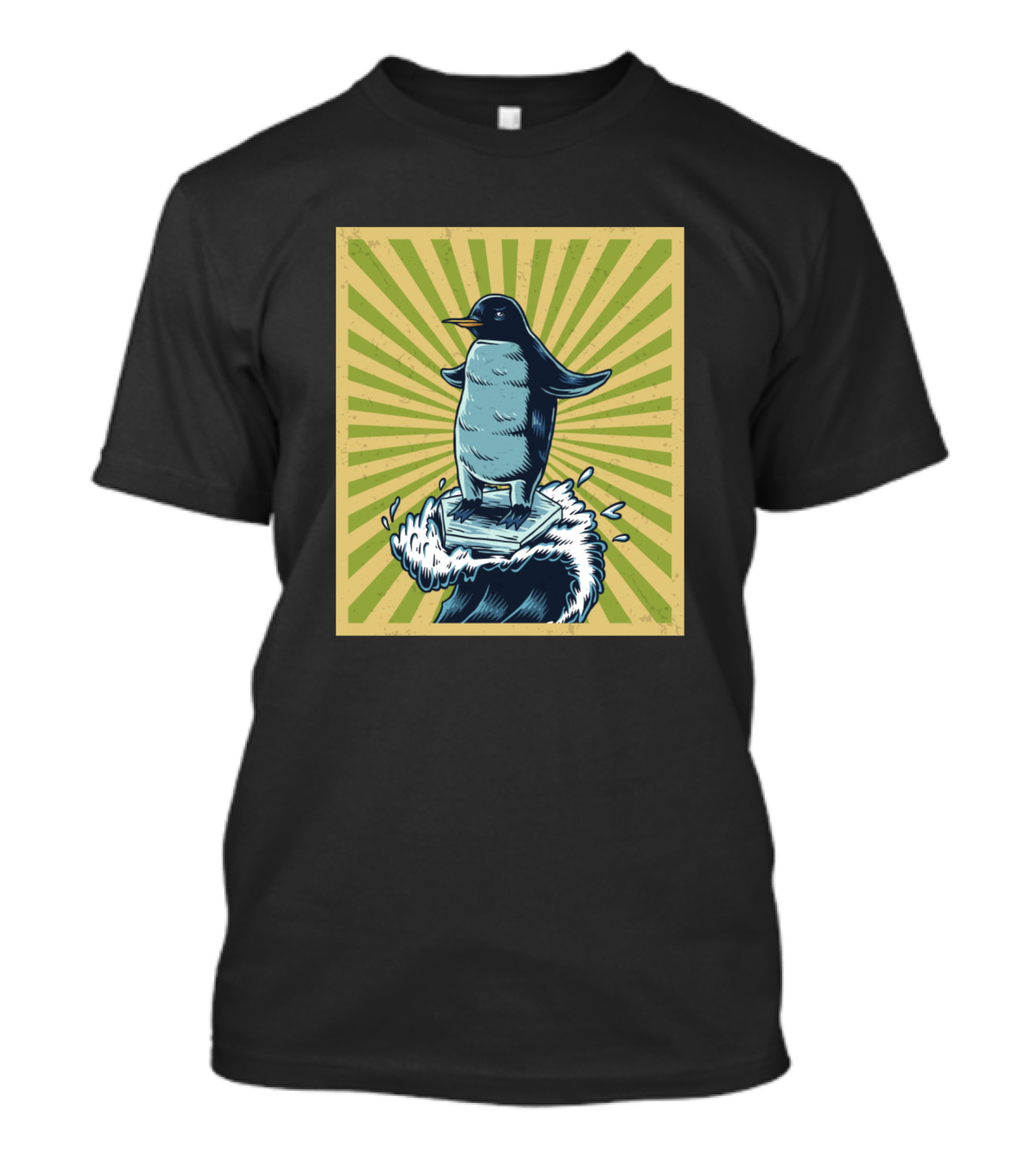 Penguin Surfer Cool Antarctic Wave Hipster Animal T-Shirt