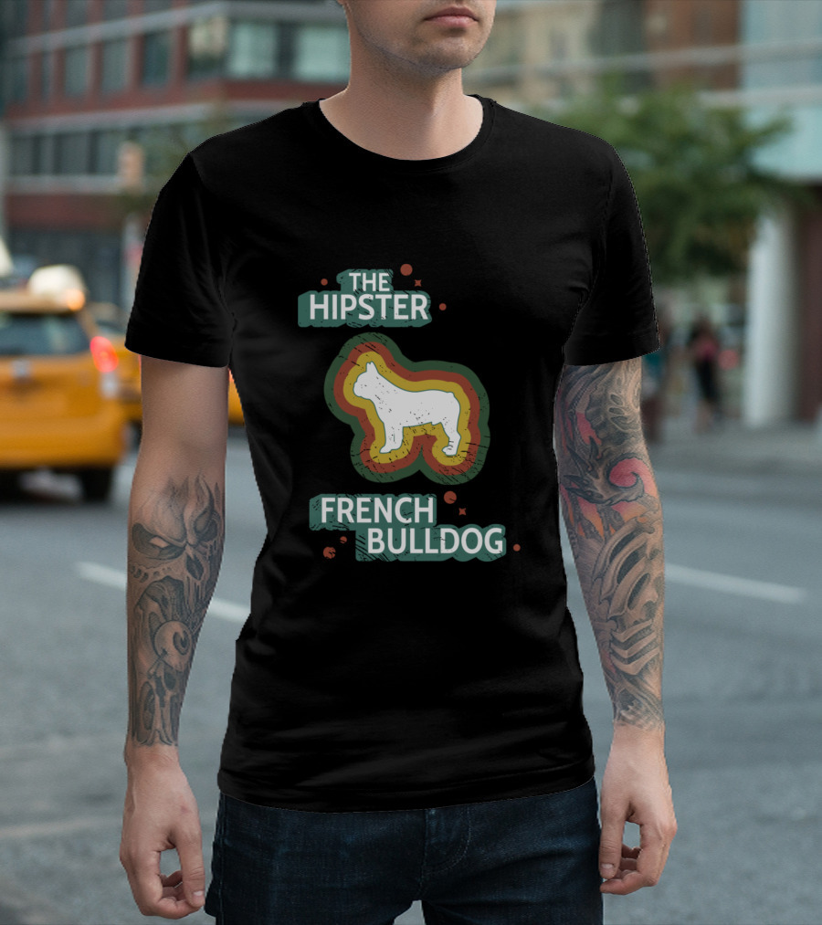 The Hipster French Bulldog Retro Vintage Frenchie Dog T-Shirt