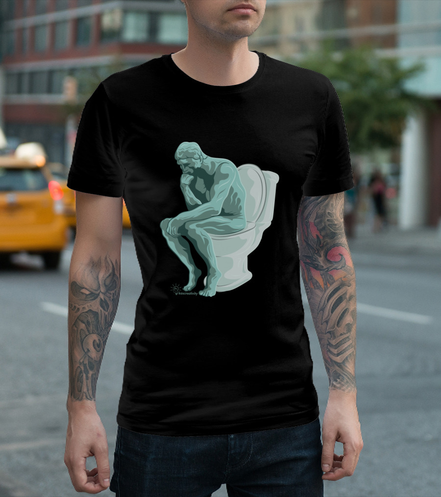The Toilet Thinker Rodin Style Statue Humor T-Shirt