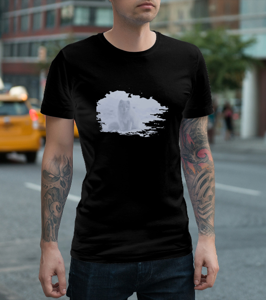 White Arctic Fox In Snow-Covered Landscape T-Shirt