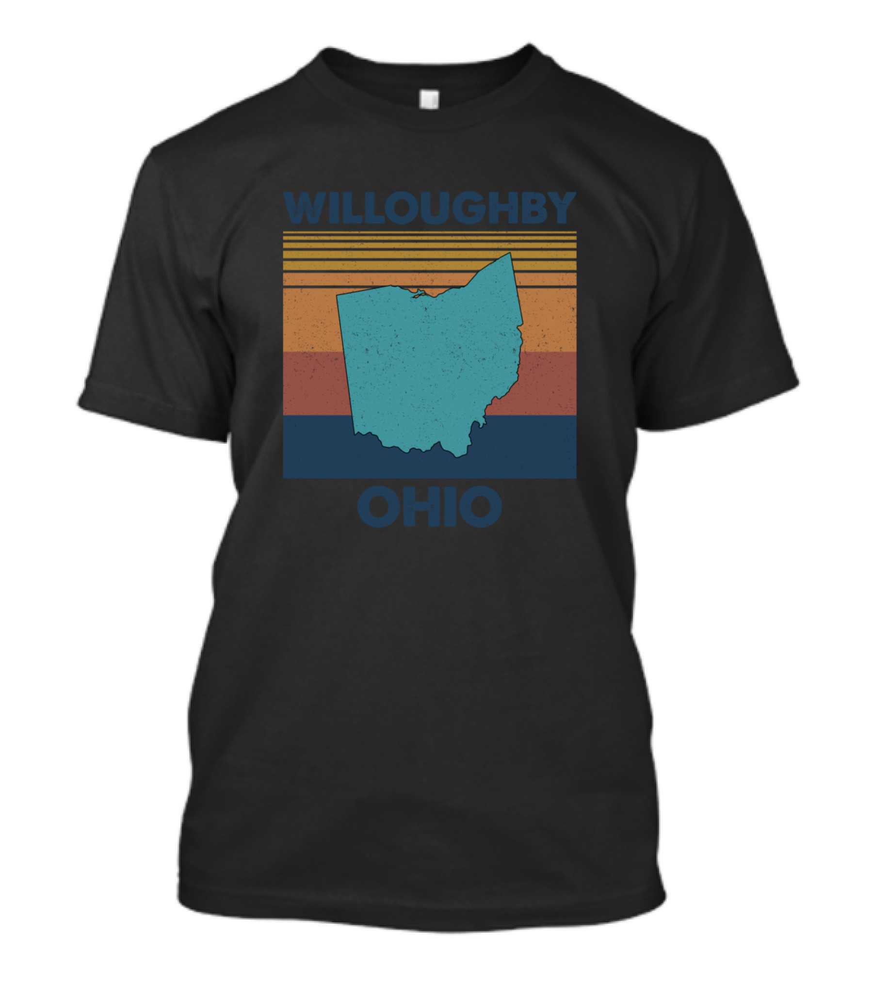 Willoughby Ohio Retro Map With Stripes T-Shirt