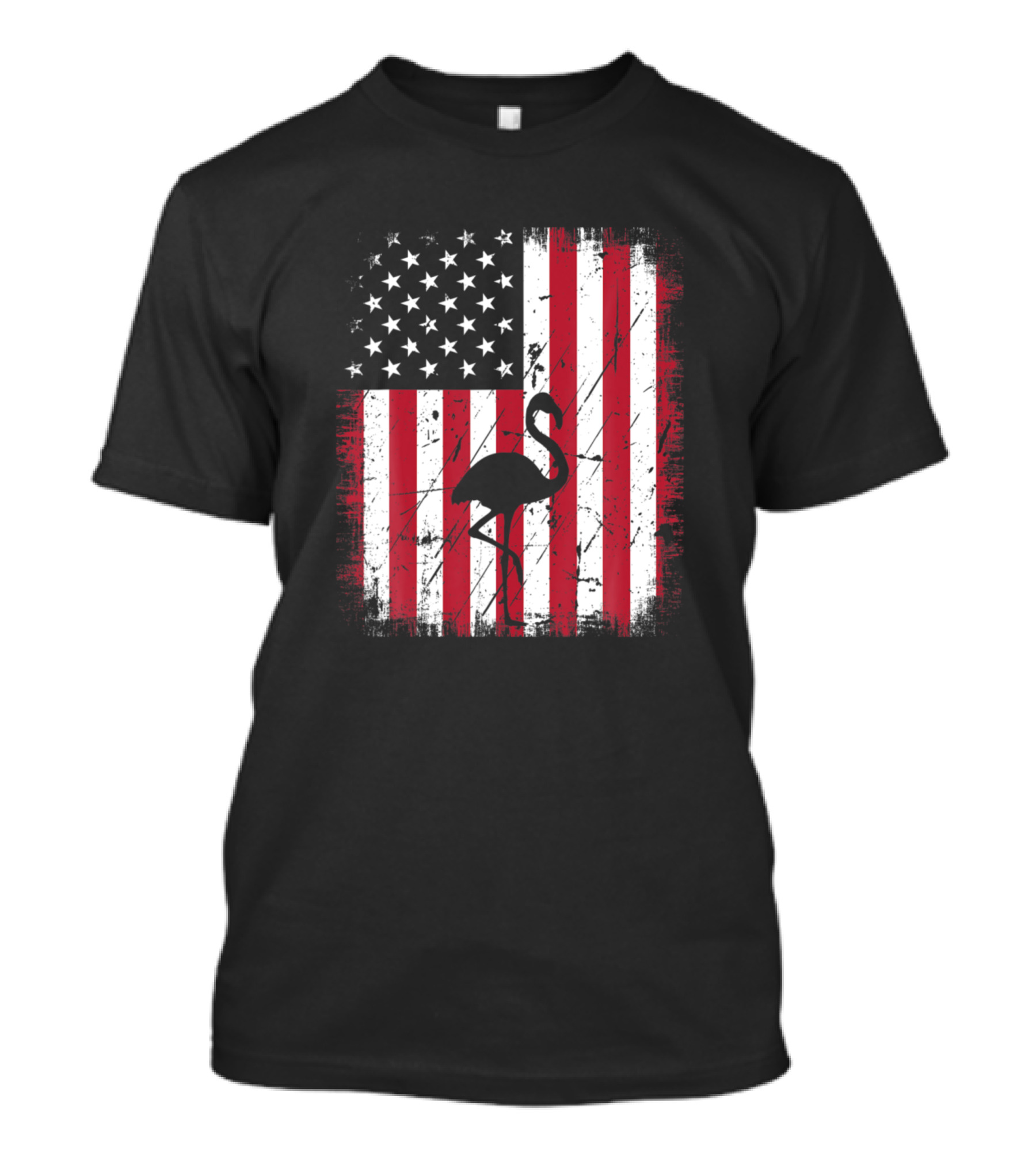 Vintage American Flag Flamingo Animal Lover 4th Of July T-Shirt