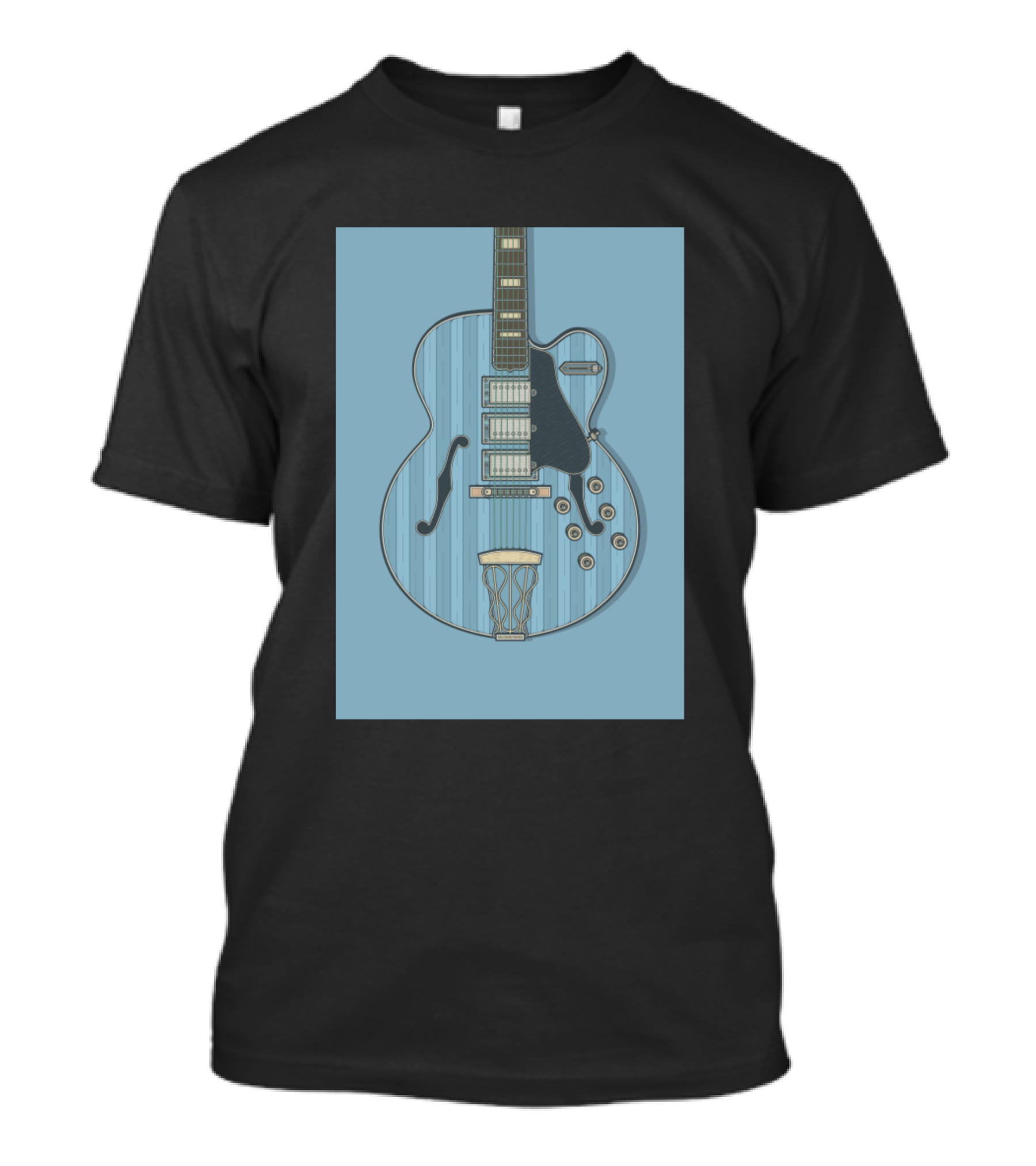 Blue Vintage Archtop Guitar With Basketball Hoop Elements T-Shirt