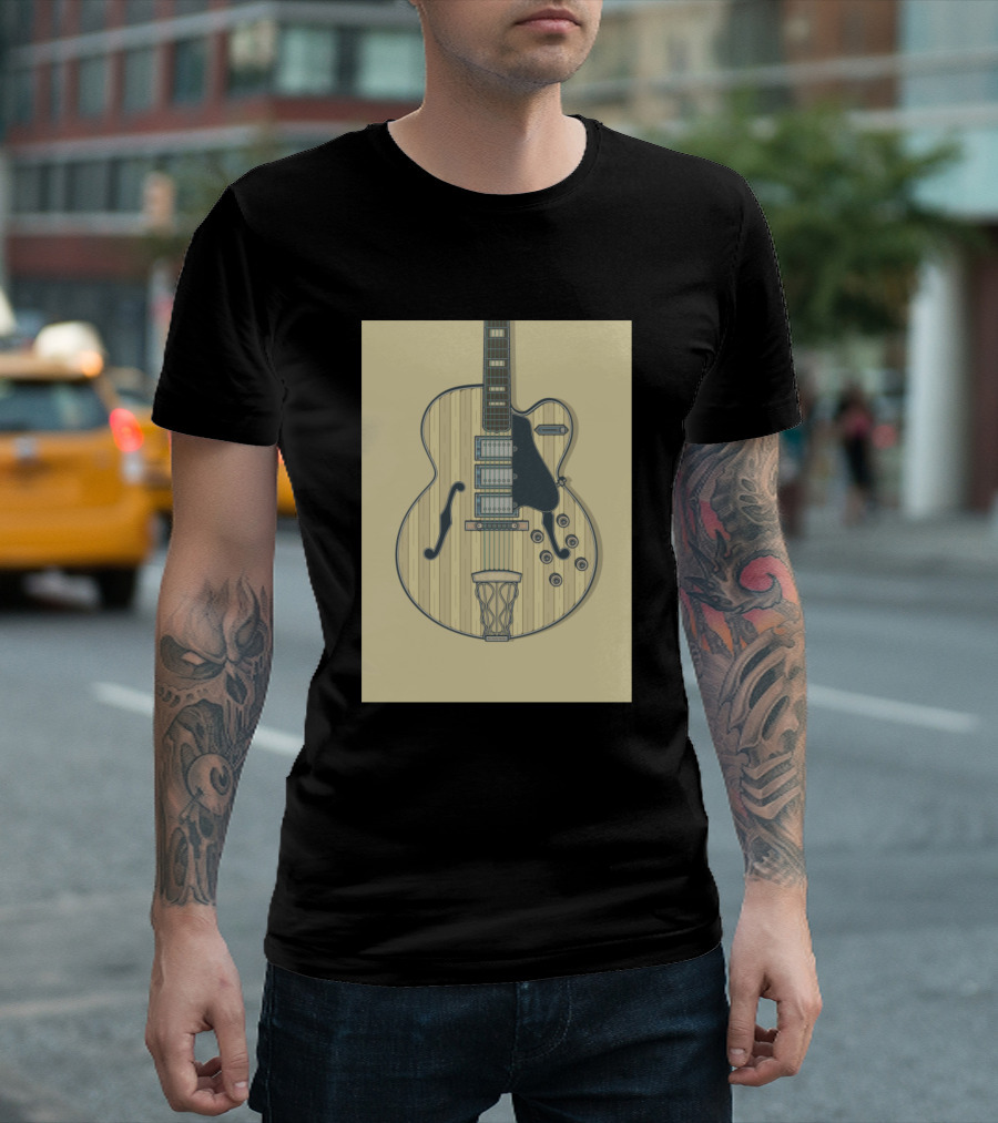 Bright Vintage Archtop Guitar Basketball Fusion T-Shirt
