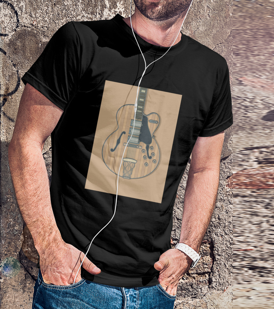 Brown Vintage Archtop Guitar With Basketball Hoop T-Shirt