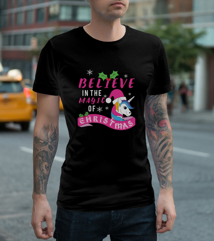 Believe In The Magic Of Christmas Unicorn T-Shirt
