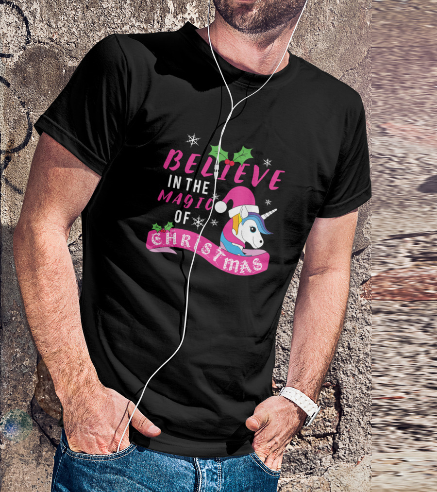 Believe In The Magic Of Christmas Unicorn T-Shirt