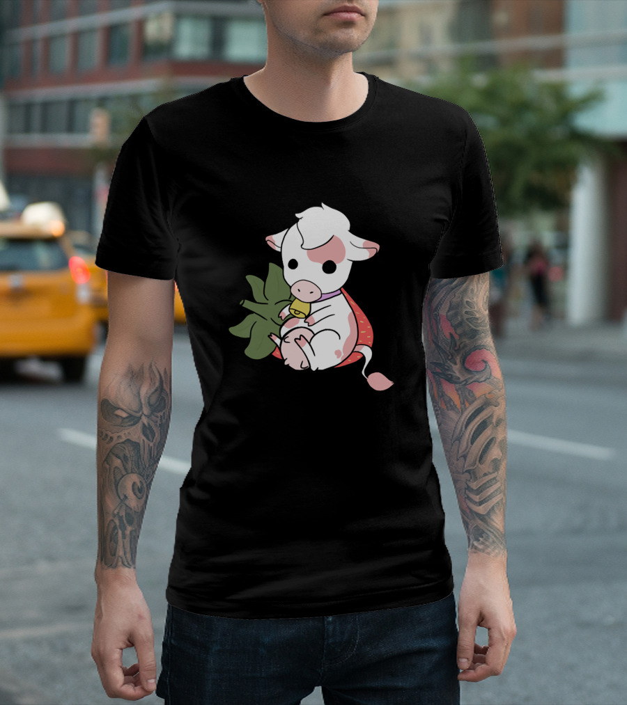 Cow Strawberry Plant Leaf Cute Cow T-Shirt