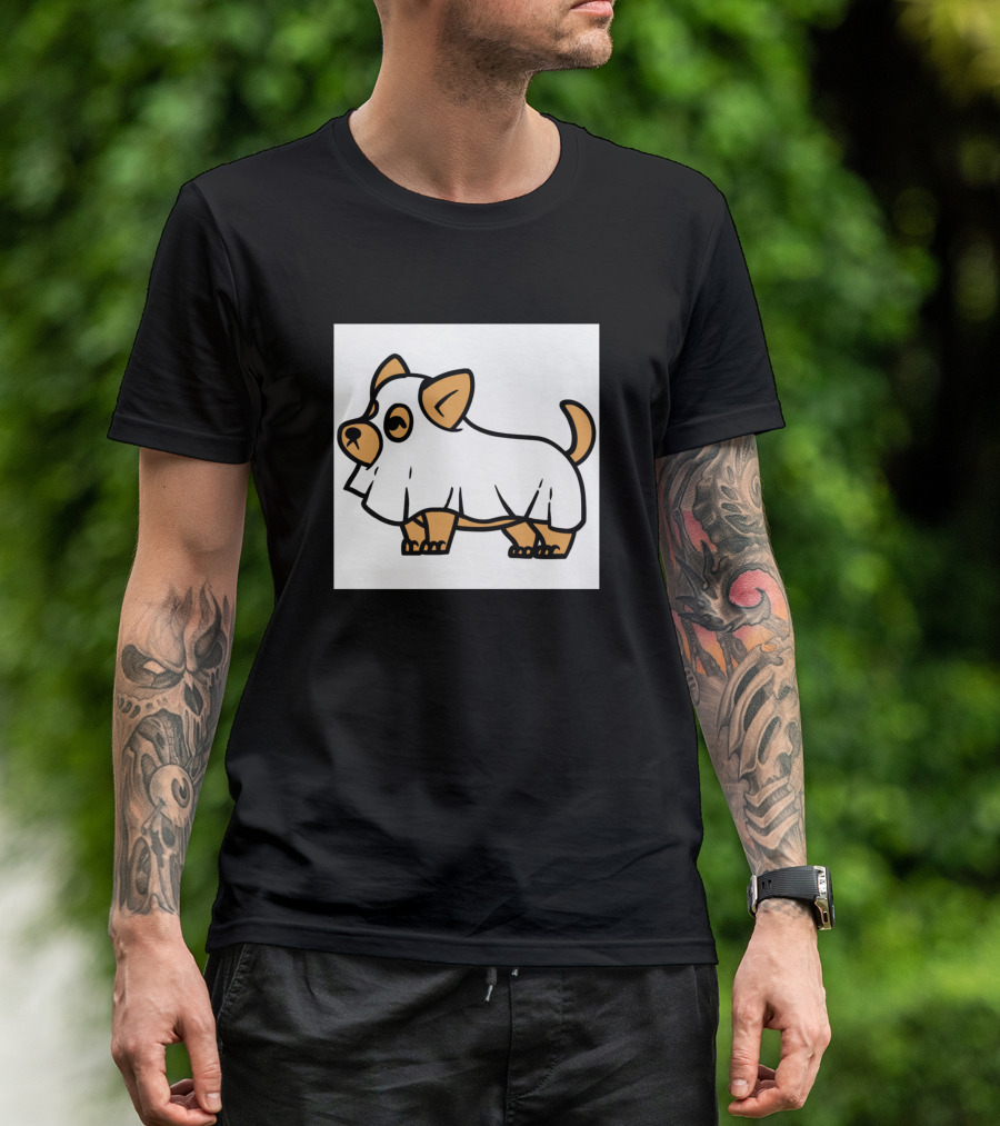 Cute Dog In Ghost Costume Pug Halloween Costume T-Shirt