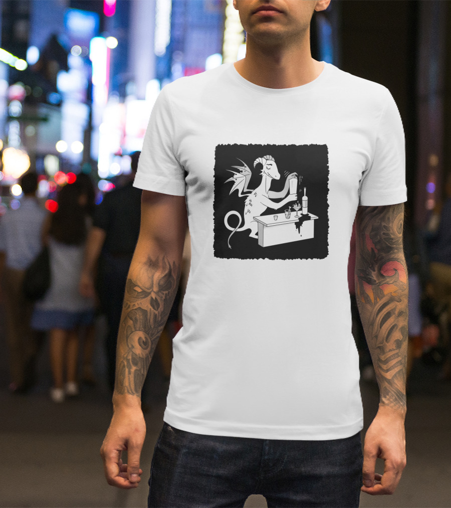 Dragon Shaking Cocktails At Bar Counter T-Shirt