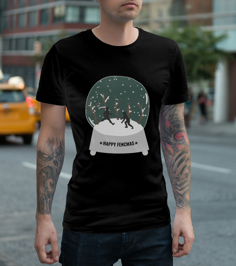 Happy Fencmas Snow Globe Fencers T-Shirt