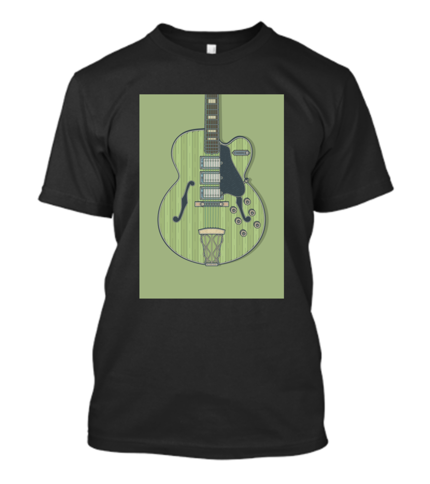 Green Vintage Archtop Guitar Basketball Court T-Shirt