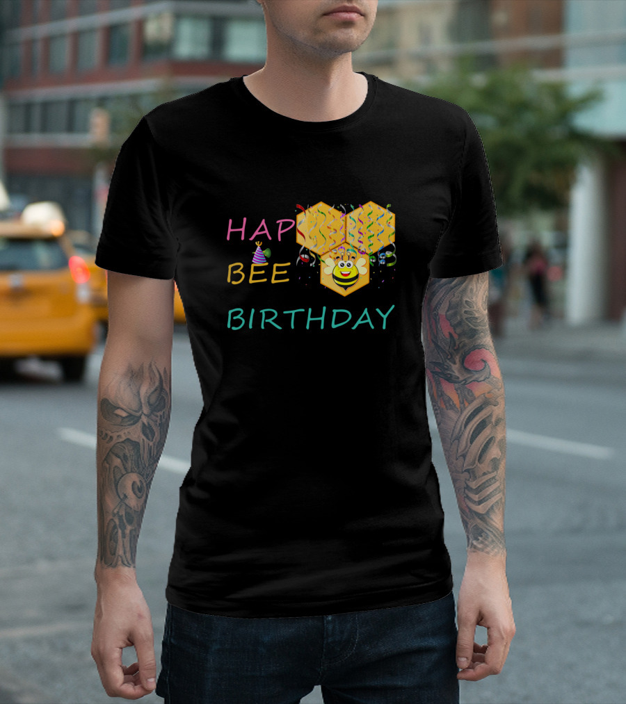 Hap Bee Birthday Honey Bee Honeycomb Cute Birthday Confetti Party Hat T-Shirt