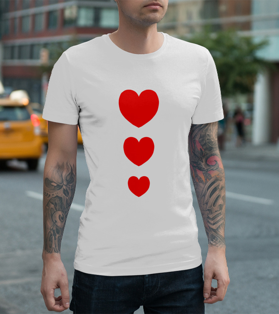 Heart Trio Red Hearts Vertical Arrangement T-Shirt