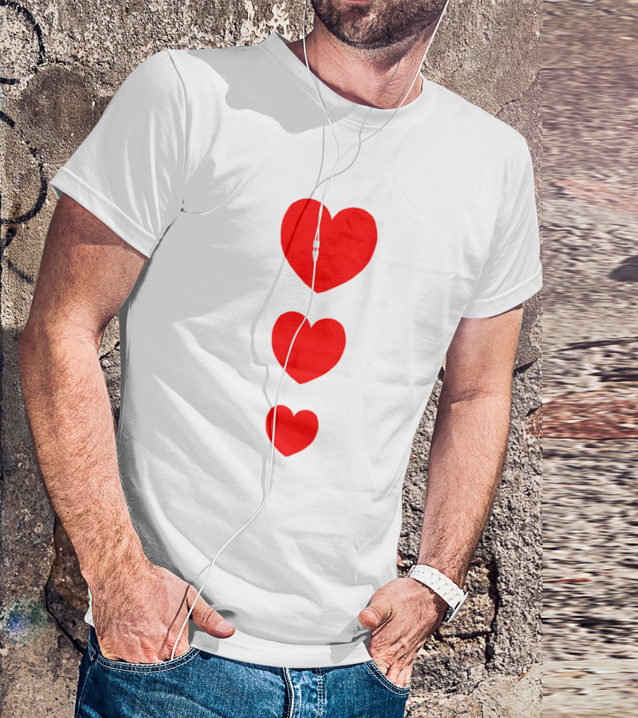 Heart Trio Red Hearts Vertical Arrangement T-Shirt