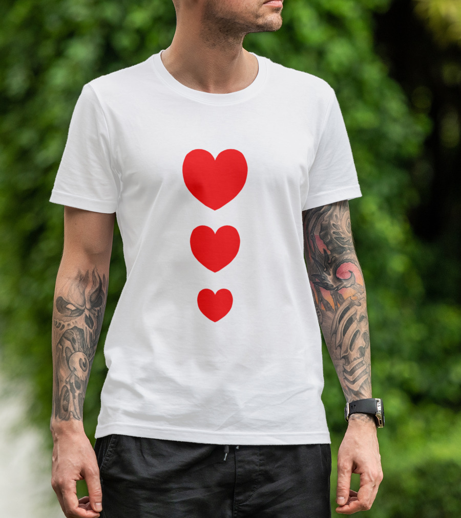 Heart Trio Red Hearts Vertical Arrangement T-Shirt