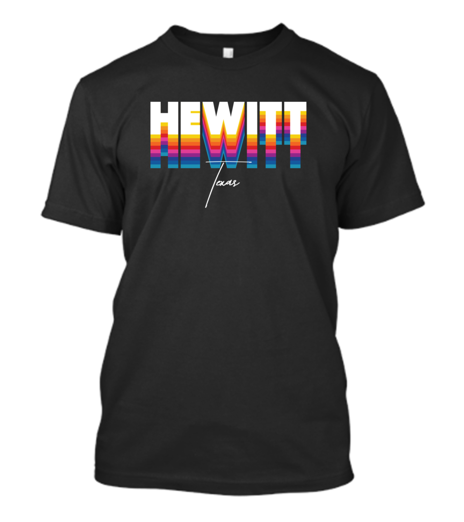 Hewitt Texas Retro Vintage Clothing Rainbow Style Custom T-Shirt