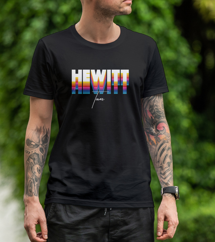 Hewitt Texas Retro Vintage Clothing Rainbow Style Custom T-Shirt