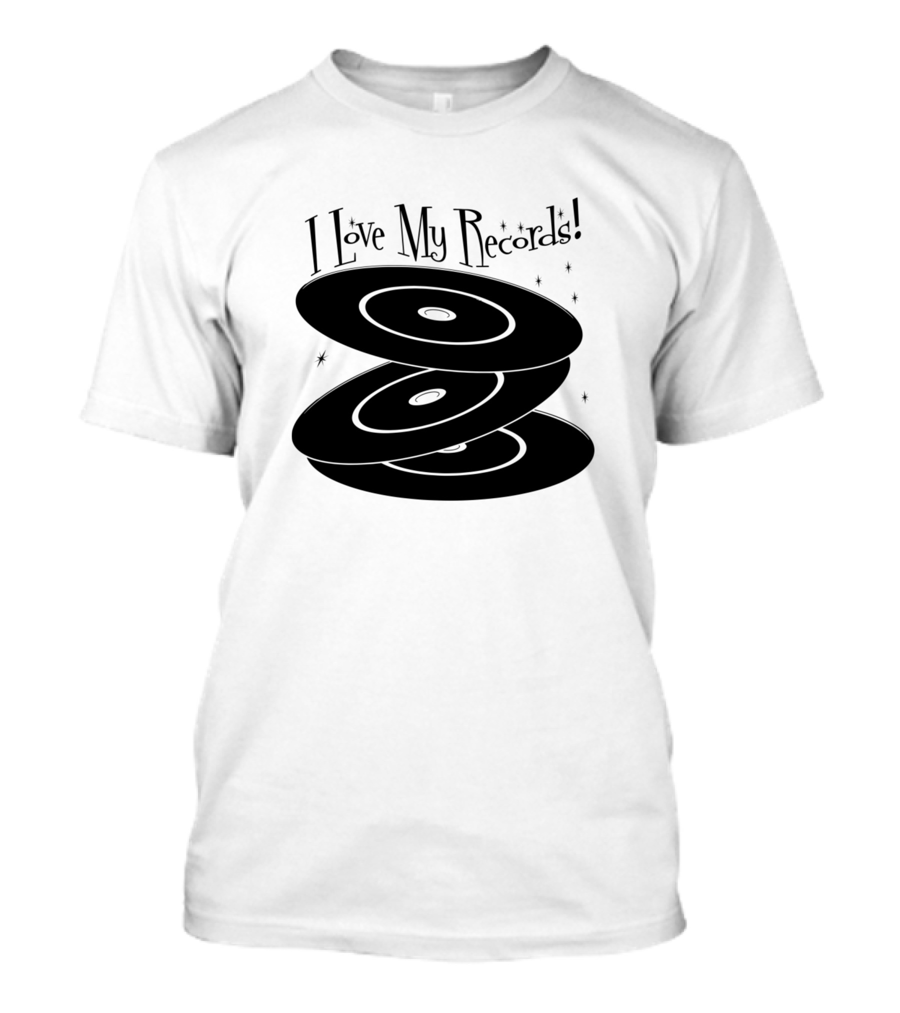 I Love My Records Stacked Vinyl Discs Retro Music Enthusiast T-Shirt