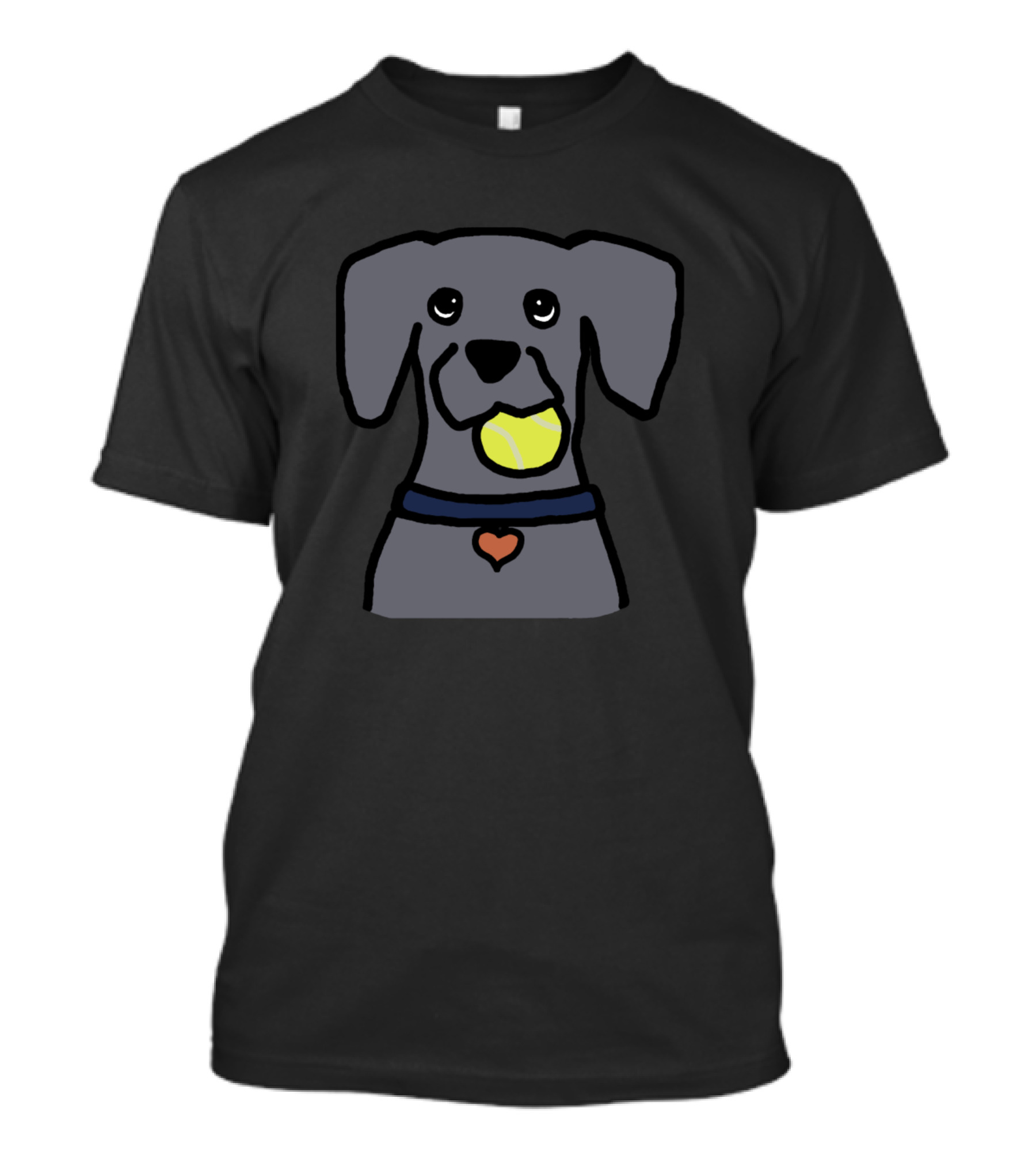 Love To Play Gray Dog Tennis Ball Heart Collar T-Shirt
