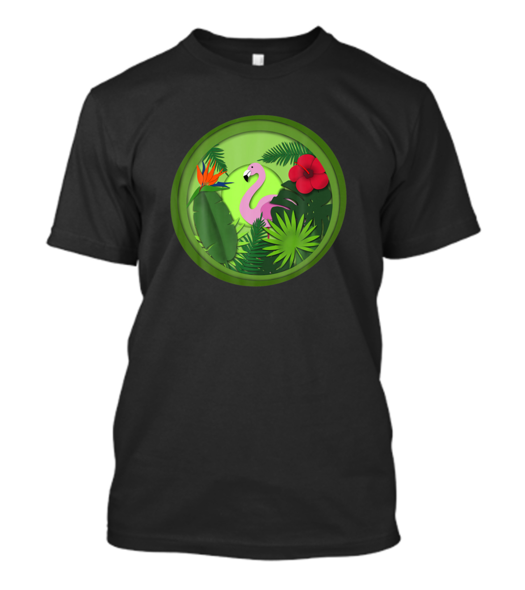 Papercut Tropical Flamingo Jungle Scene D010 0913A T-Shirt