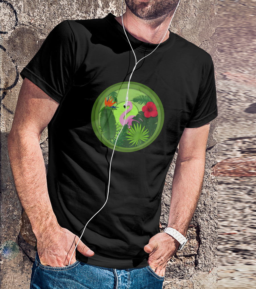 Papercut Tropical Flamingo Jungle Scene D010 0913A T-Shirt
