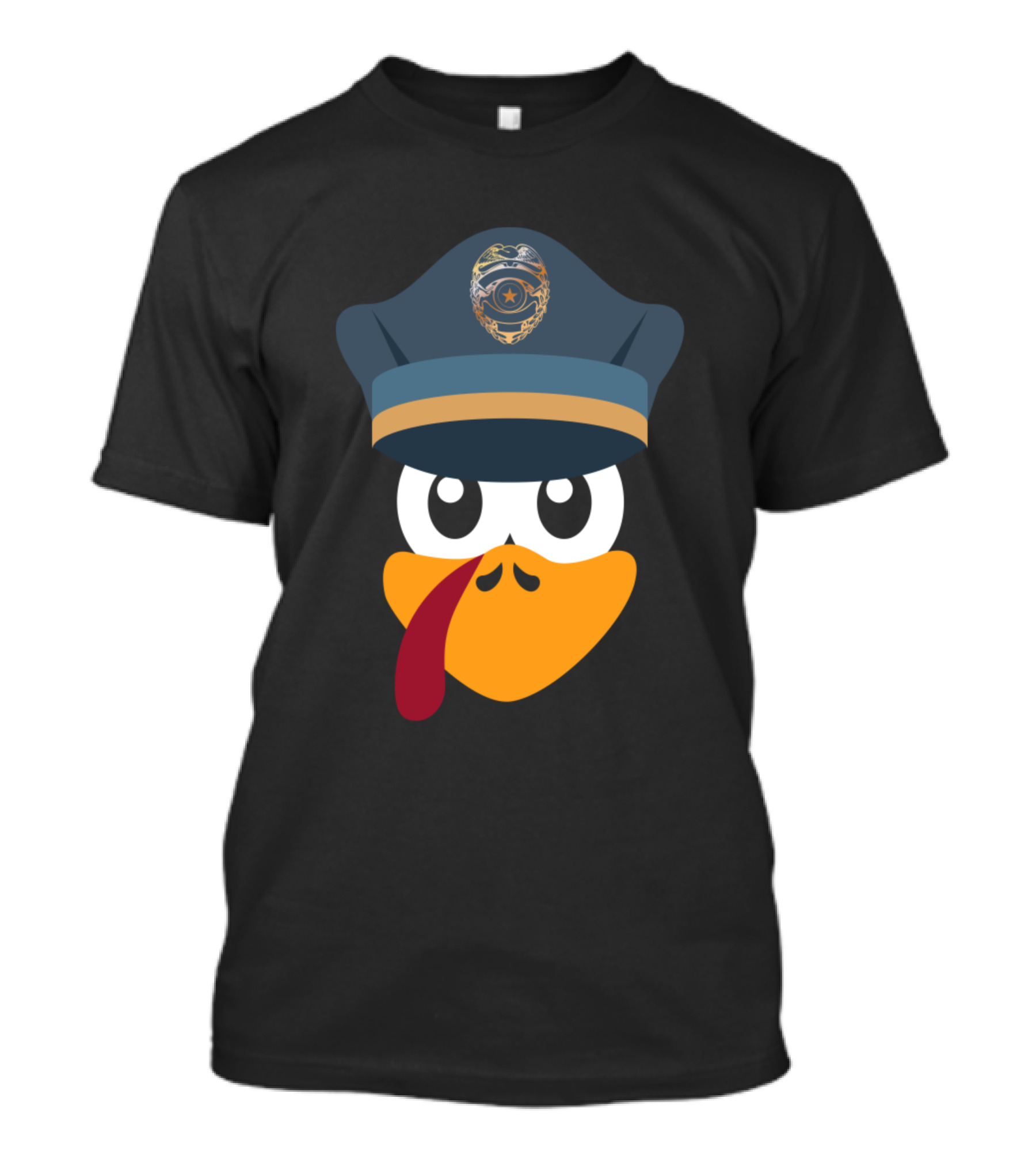 Thanksgiving Turkey Police Officer Hat Cartoon T-Shirt