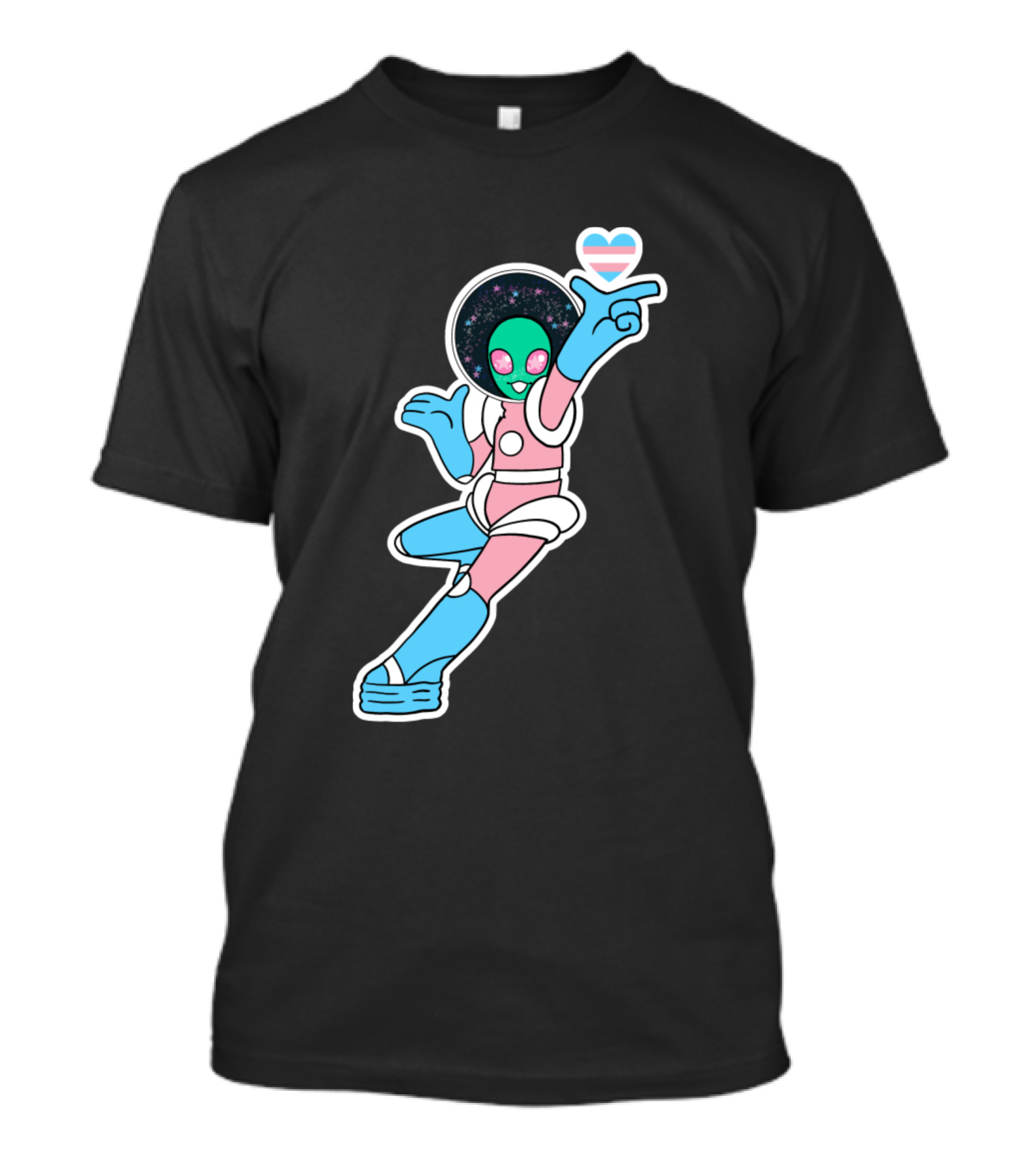 Trans Alien Pride Cosmic Heart Gesture T-Shirt