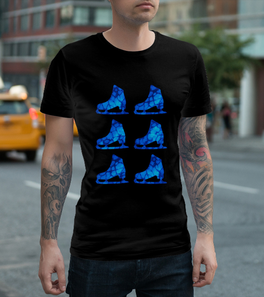 Watercolor Blue Figure Skates T-Shirt