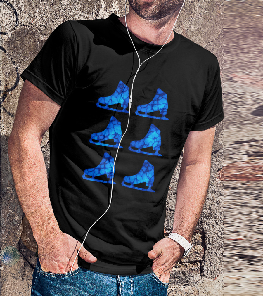Watercolor Blue Figure Skates T-Shirt