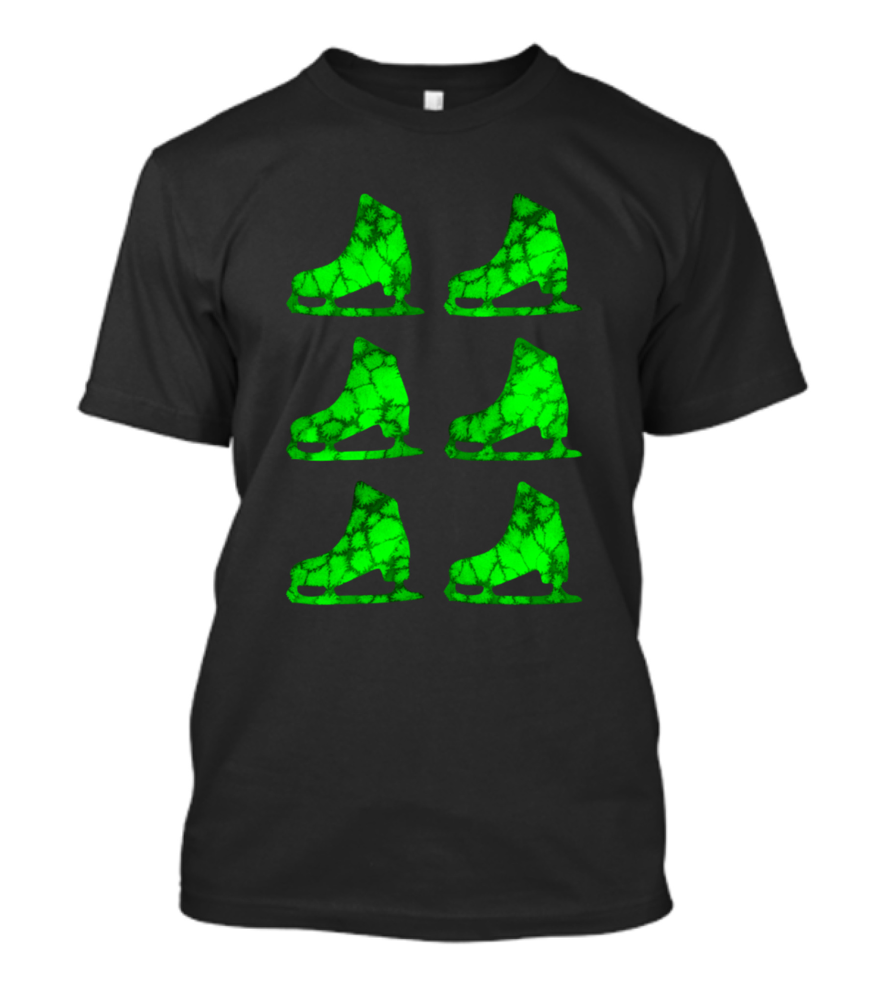 Watercolor Figure Skates Green Six T-Shirt