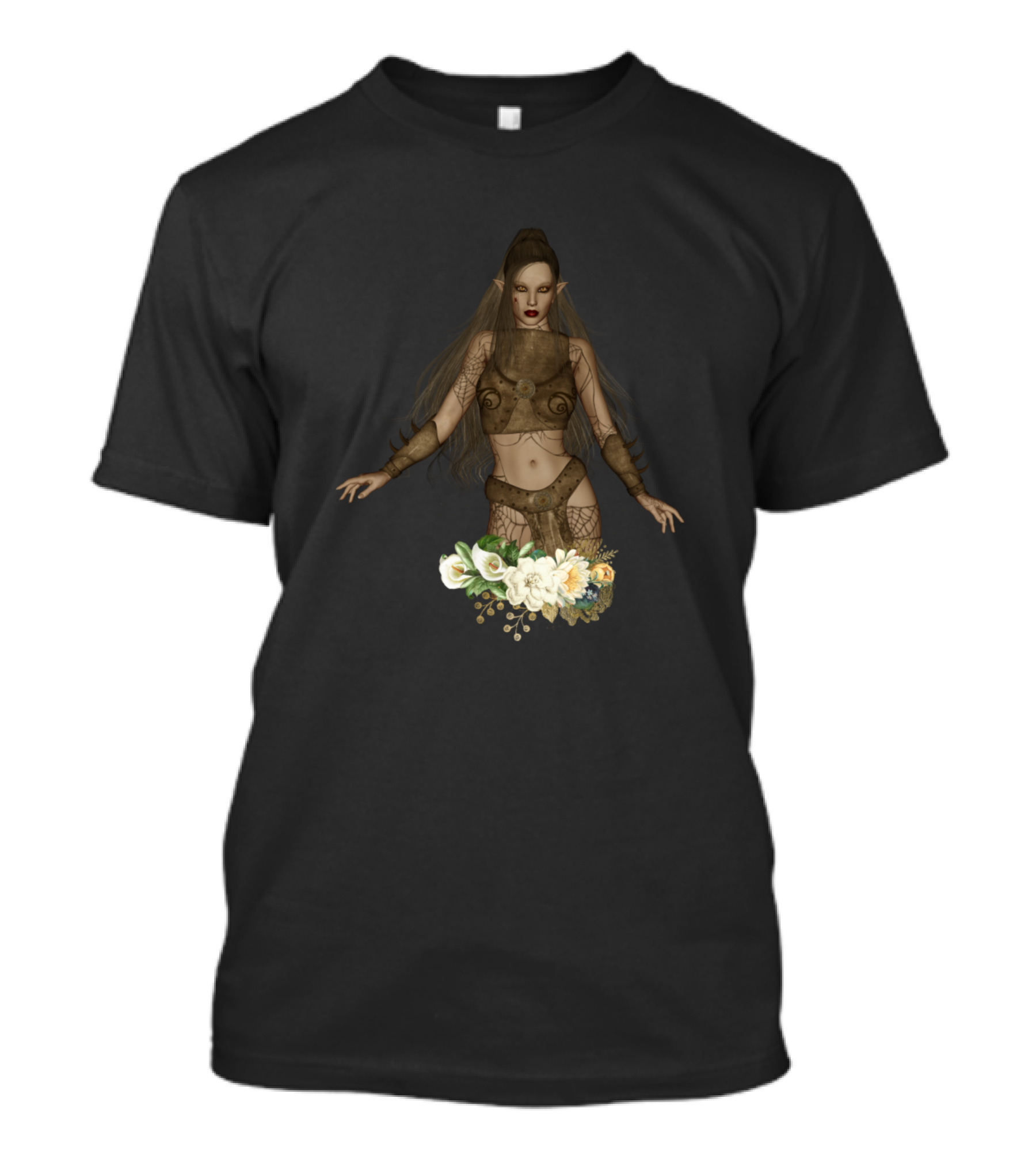 Dark Fairy With Flowers In The Night T-Shirt
