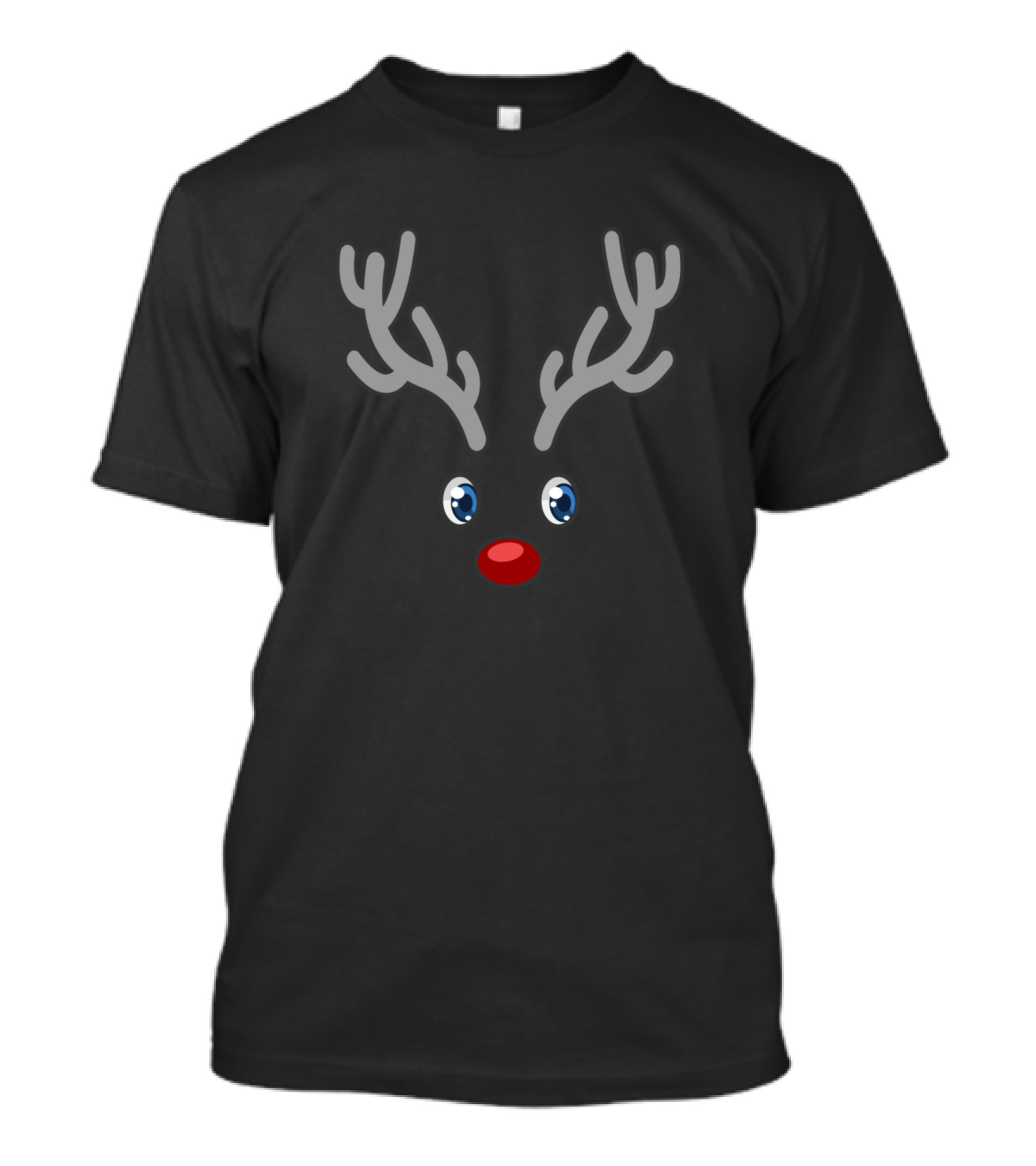 Cute Reindeer Face With Antlers And Red Nose Winter T-Shirt