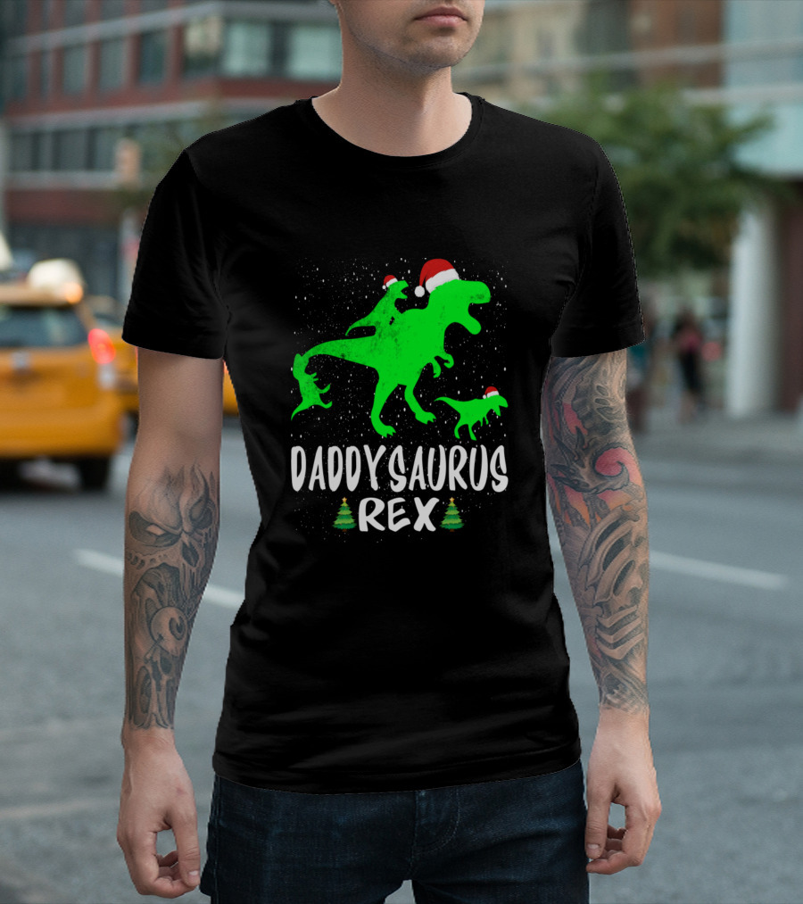 Daddysaurus Rex Christmas Dinosaur Family Matching T-Shirt