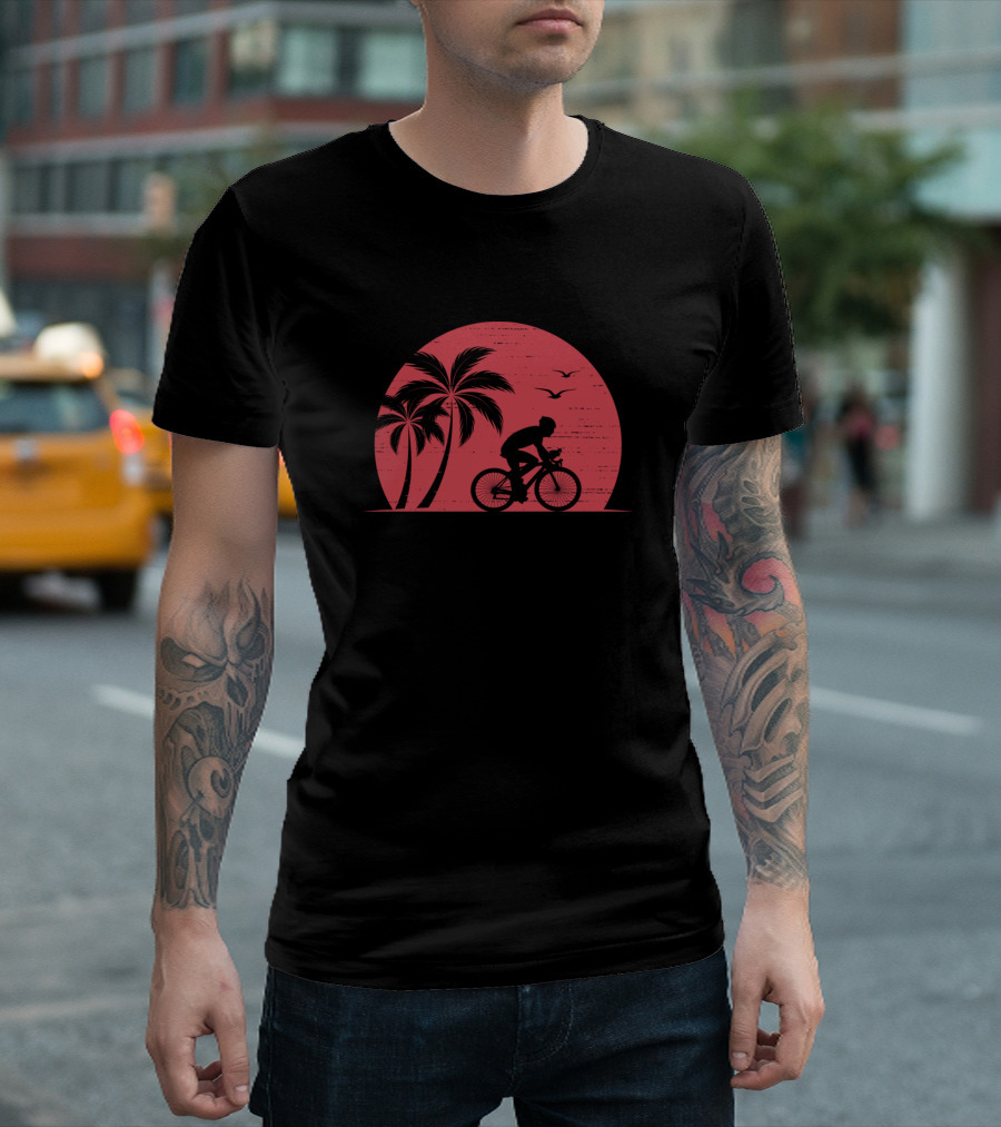 E Bike Sunset Palm Trees T-Shirt
