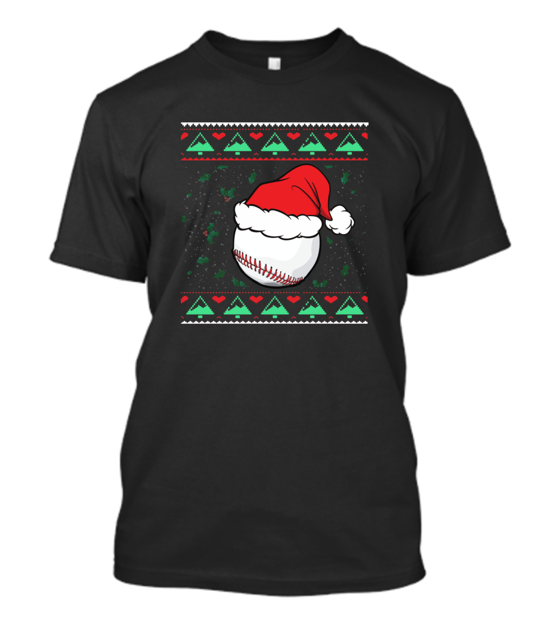 Funny Ugly Christmas Baseball Santa Hat Holiday T-Shirt