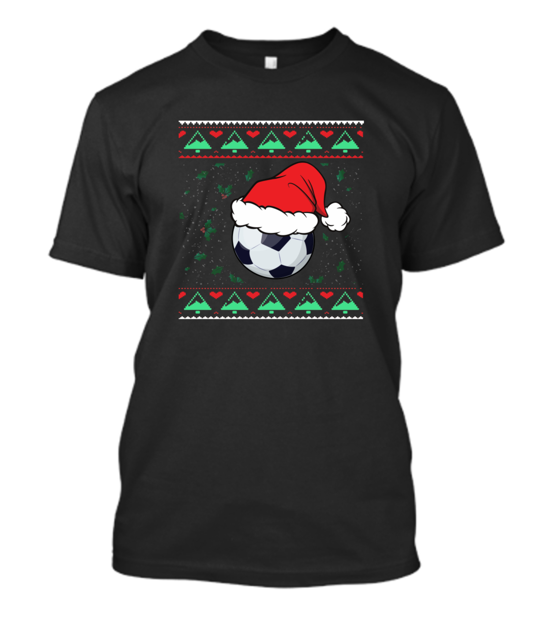 Ugly Christmas Soccer Ball With Santa Hat And Festive T-Shirt