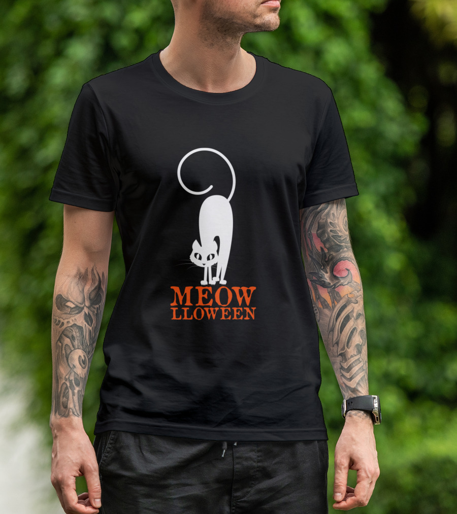 Meowlloween Monster Face Costume Halloween Trick Cat T-Shirt