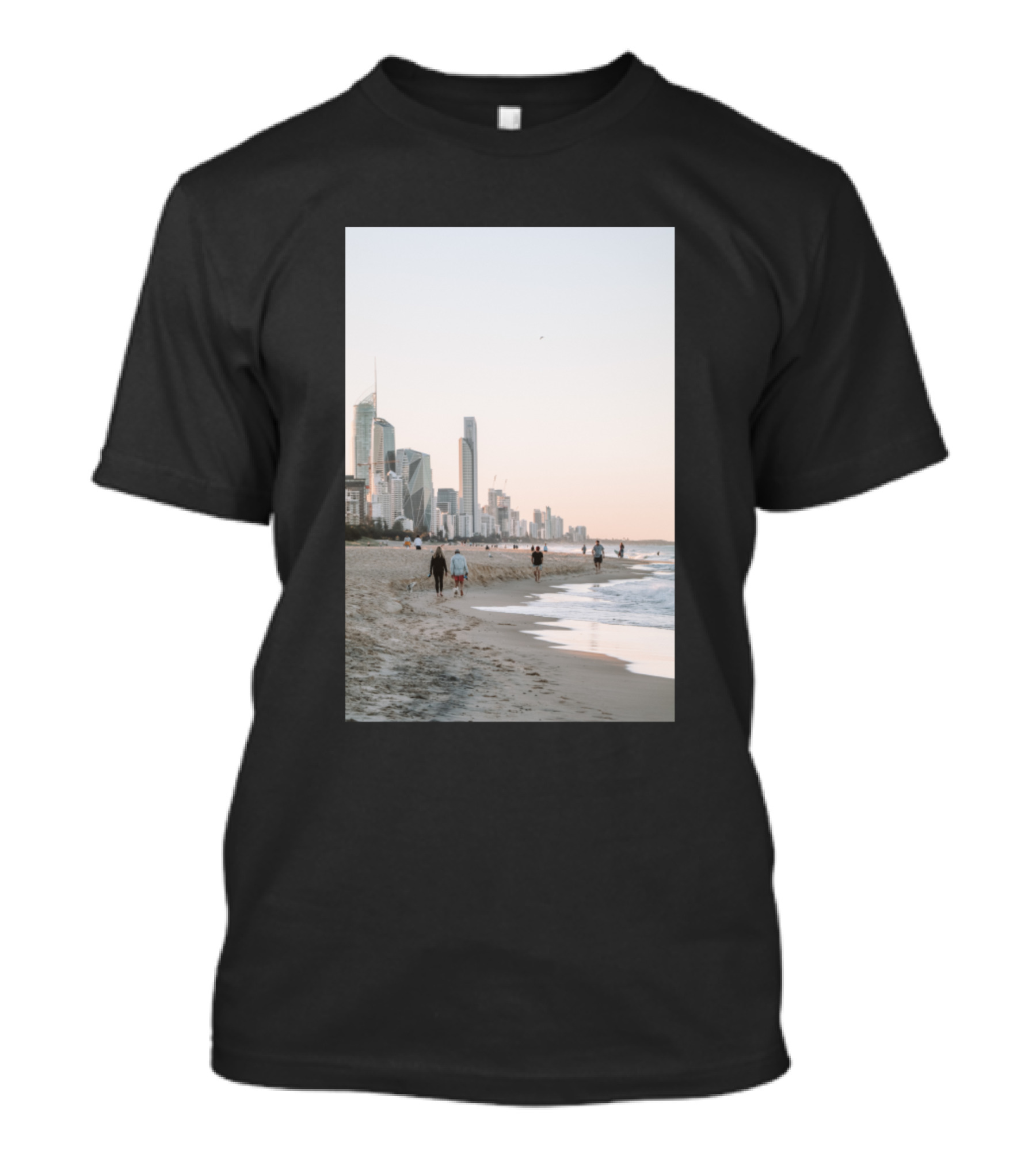Photograph Of Surfers Paradise Beach Gold Coast Skyline At Dusk T-Shirt