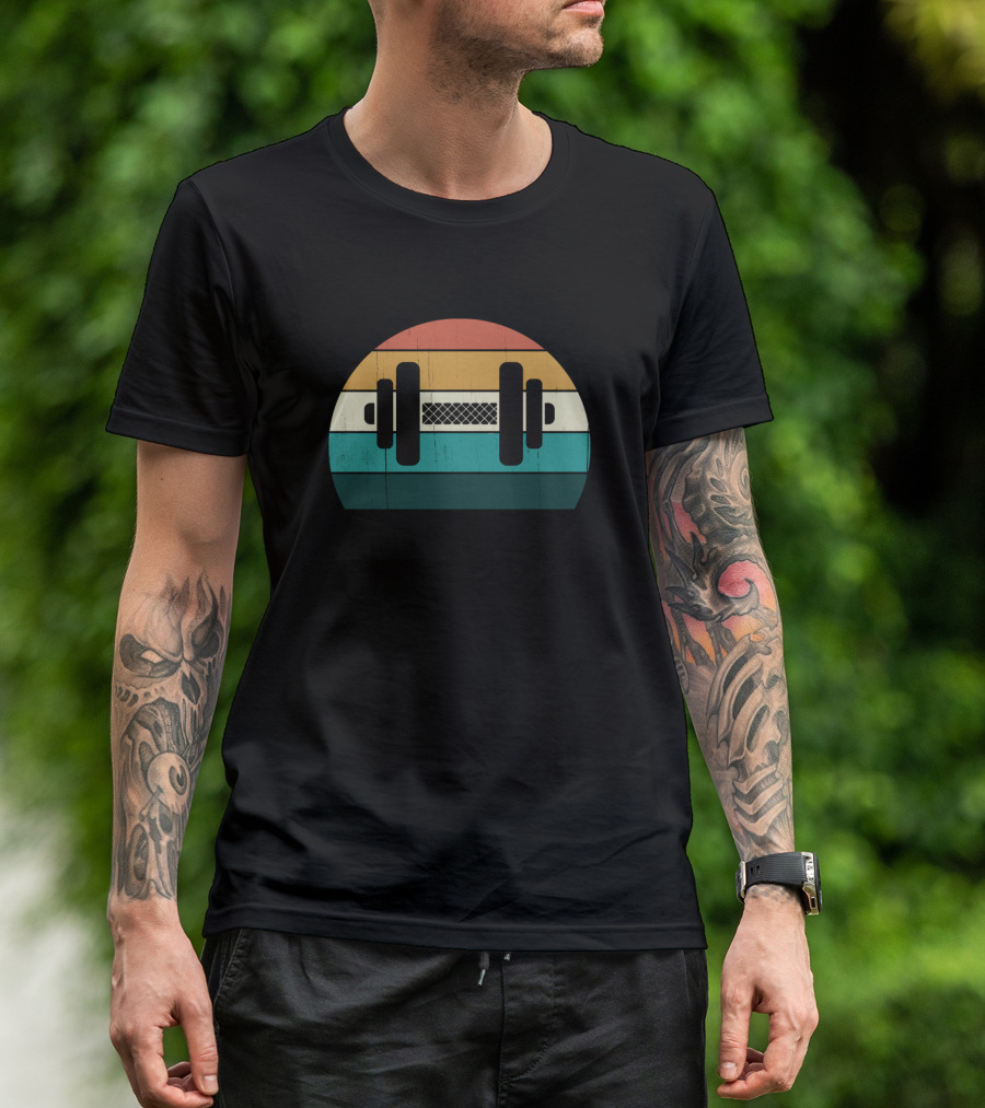 Retro Bodybuilder Vintage Gym Weightlifter Fitness Dumbbell T-Shirt