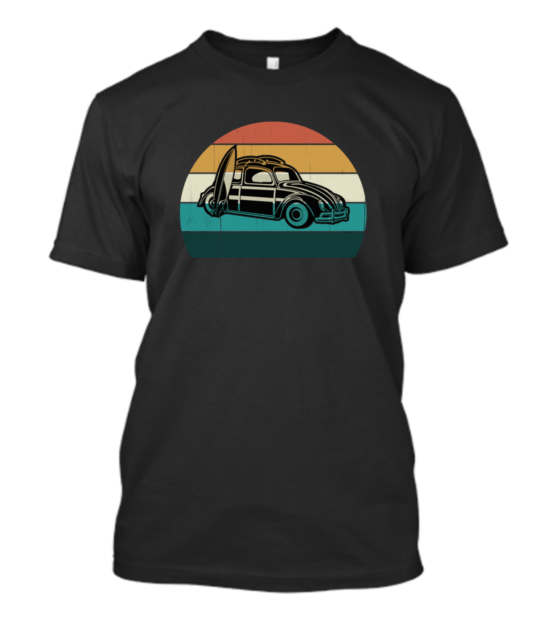 Retro Surfer Car Vintage Surfing Beach Sun And Surf Stripes T-Shirt