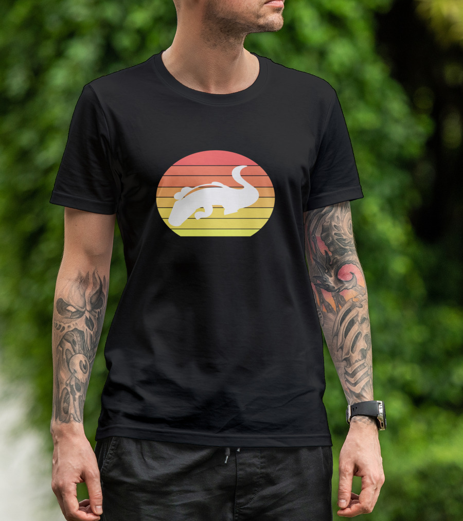 Sunset Crocodile Retro Silhouette Vintage Circle T-Shirt