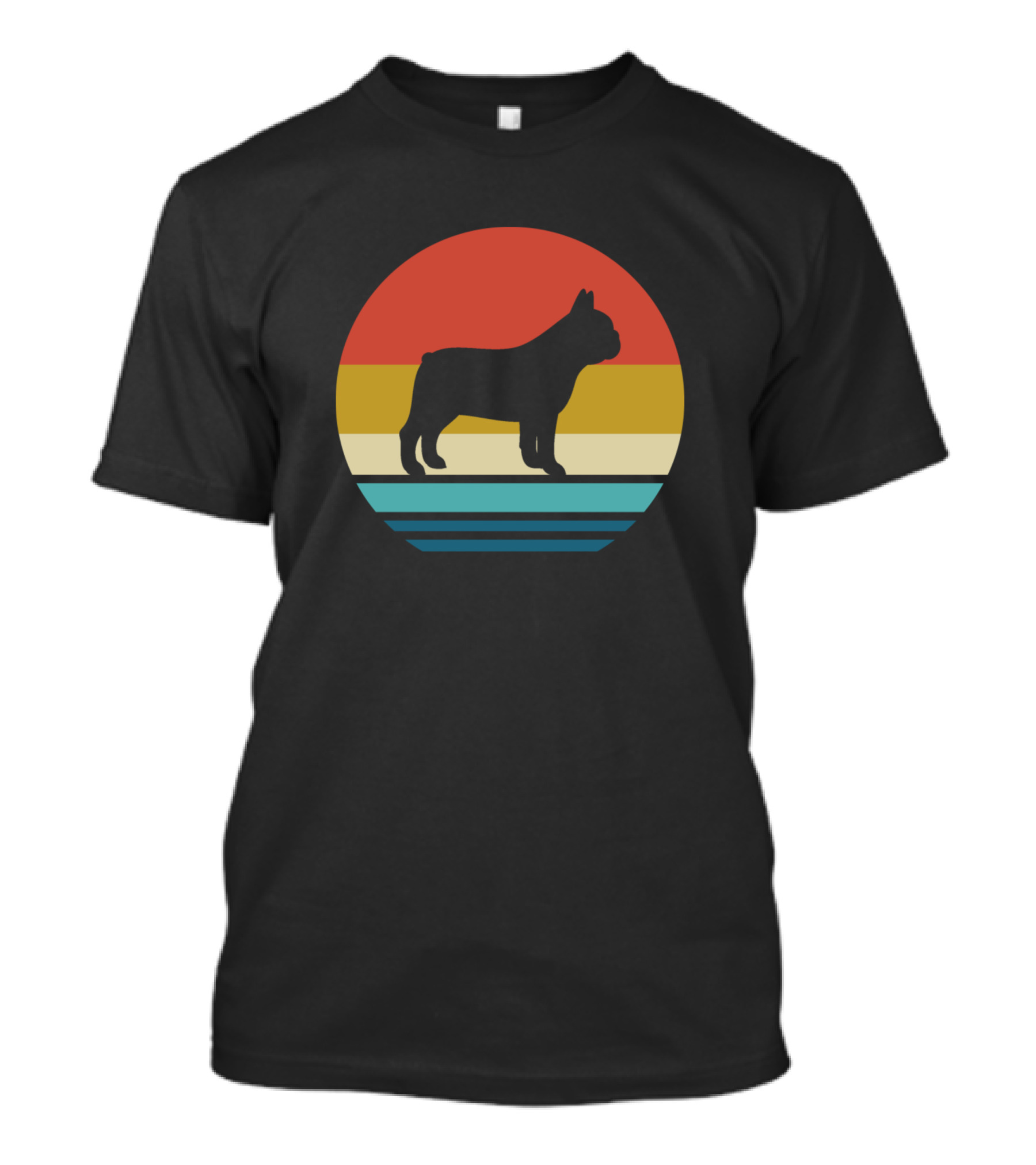 Vintage Retro French Bulldog Silhouette Sunset Colors T-Shirt