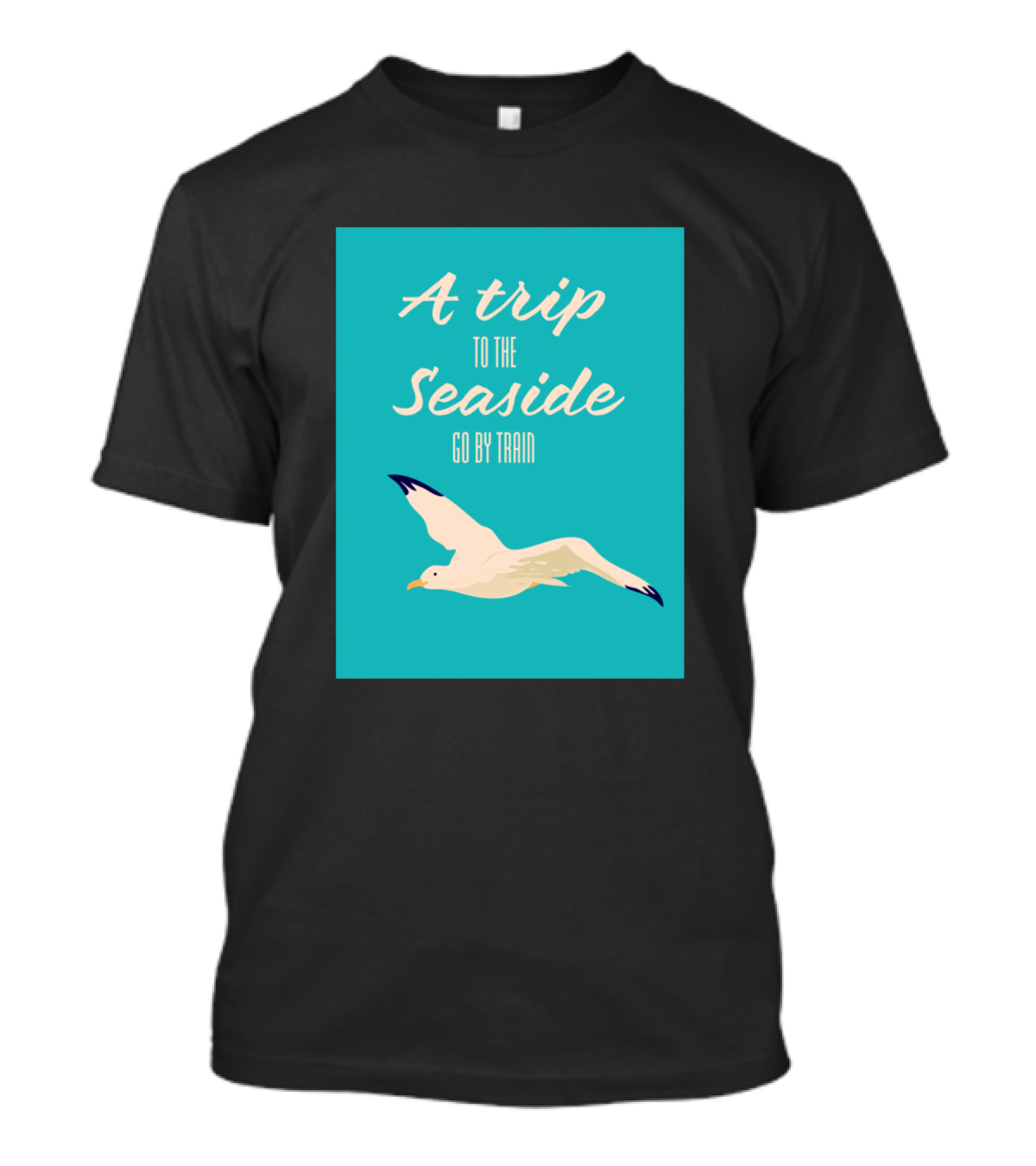 A Trip To The Seaside Go By Train With Flying Seagull T-Shirt