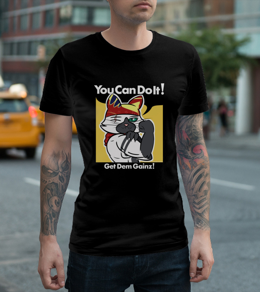 You Can Do It Cat Meowscular Get Dem Gainz Essential Kitten Kitty T-Shirt