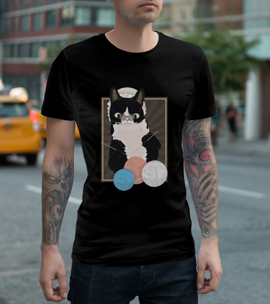 Cat Knitting Kitten Kitty Pension Yarn Balls T-Shirt