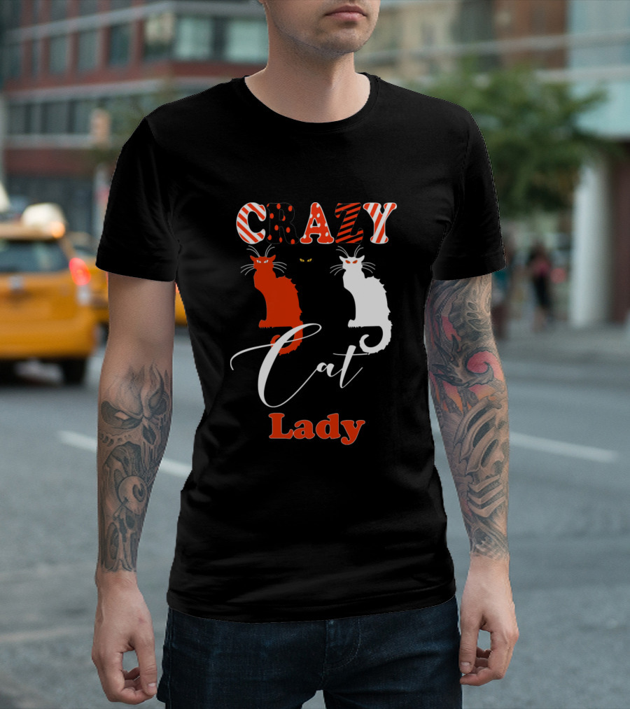 CRAZY Cat Lady Halloween Kitty Lover T-Shirt