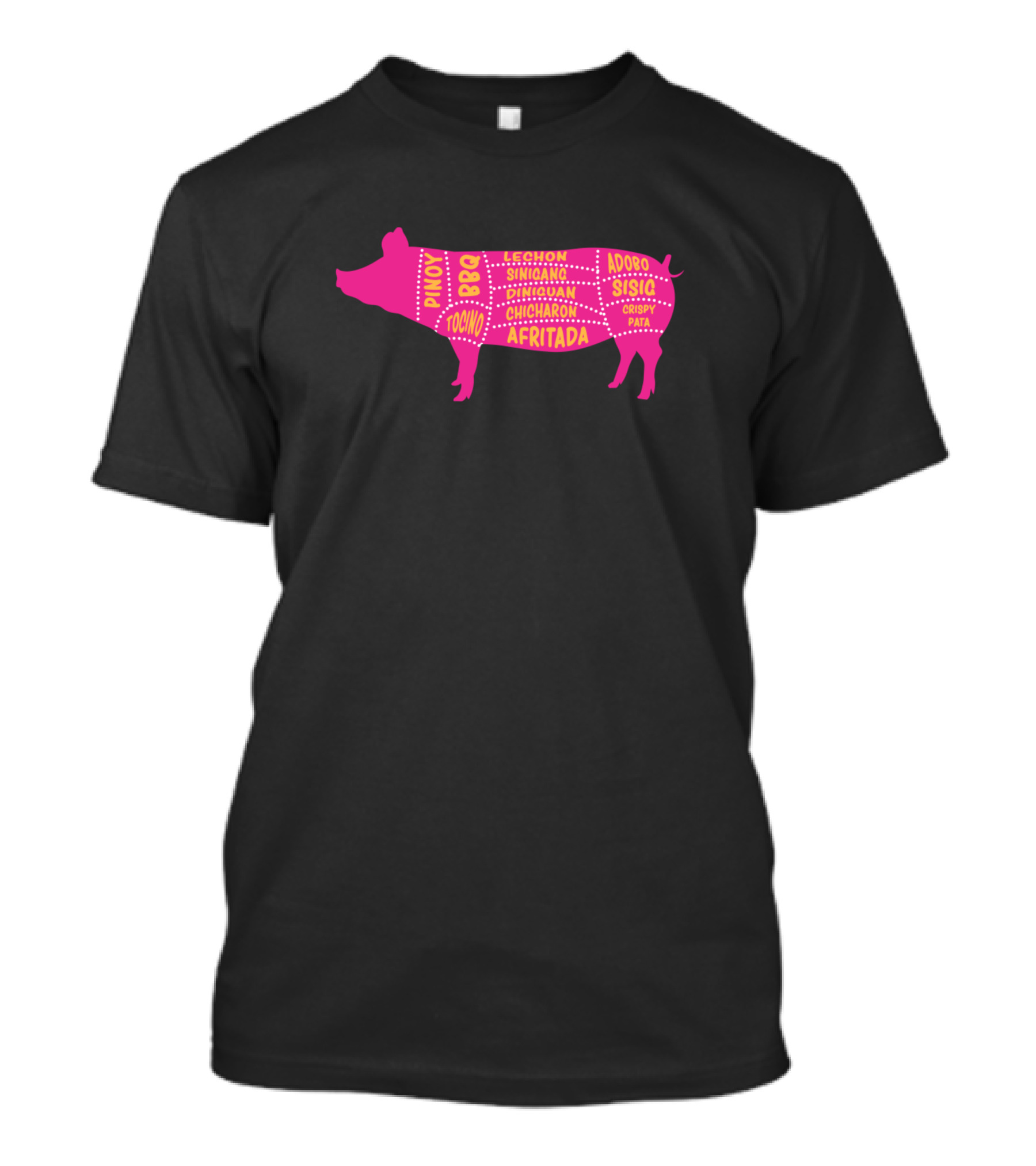 Pinoy BBQ Lechon Sinigang Tocino Adobo Sisig Filipino Meat Lover Diagram T-Shirt