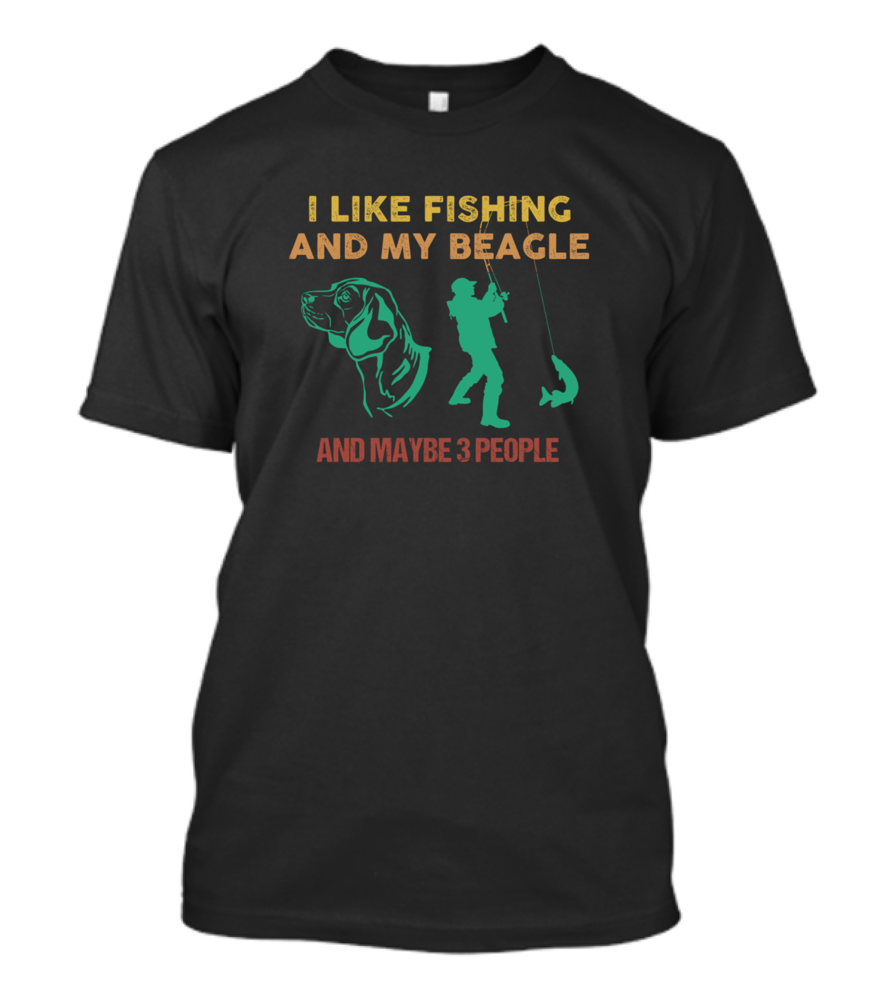 I Like Fishing And My Beagle With Dog Fishing Silhouette And Maybe 3 People T-Shirt