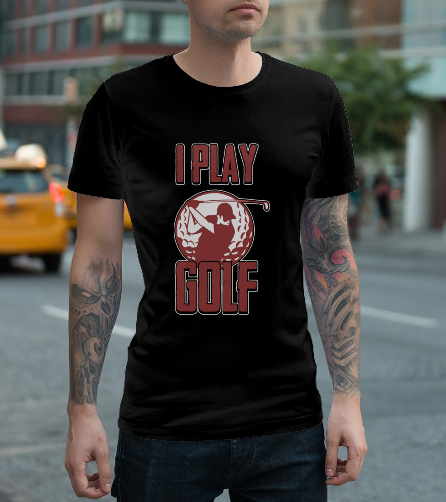 I Play Golf Silhouette in Circle with Swinging Golfer T-Shirt